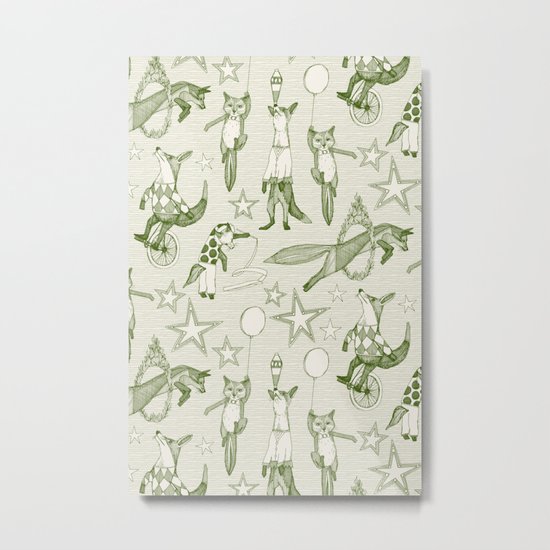 foxy circus green ivory Metal Print