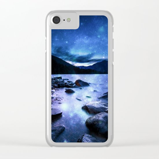 Magical Mountain Lake Blue Clear iPhone Case