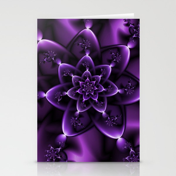 Purple Fractal Rose Stationery Cards