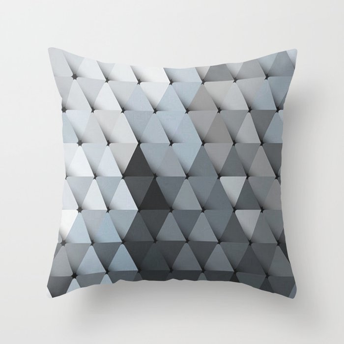 Triangles Slate Blue Gray Throw Pillow
