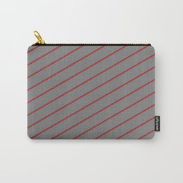 [ Thumbnail: Gray & Brown Colored Stripes Pattern Carry-All Pouch ]