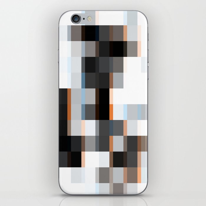 geometric pixel square pattern abstract background in brown black and white iPhone Skin