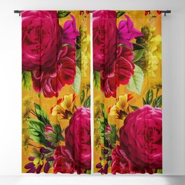 Vintage & Shabby Chic - Sunny Magenta Spring Roses Botanical Flower Garden Blackout Curtain