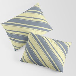 [ Thumbnail: Slate Gray & Pale Goldenrod Colored Stripes Pattern Pillow Sham ]