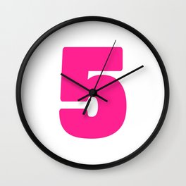 5 (Dark Pink & White Number) Wall Clock