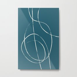 Teal Line Art Minimalist Modern 001 Metal Print | Minimalist, Petrol, Teal, Scandi, Blue, Unique, Lines, White, Line Art, Wall Art 