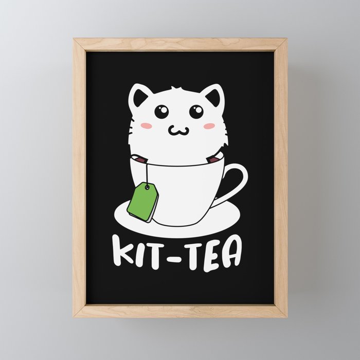 Kit-tea Funny Kitten Cat Lover Framed Mini Art Print