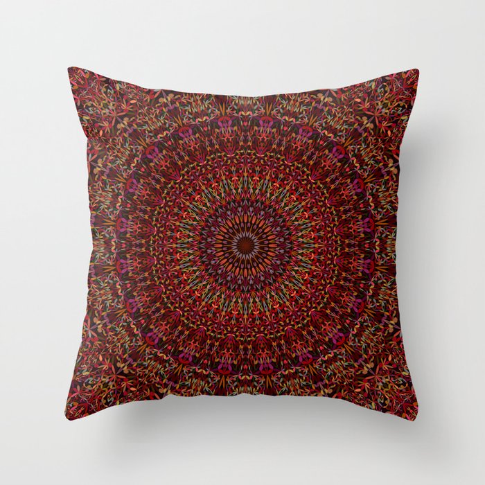 Kaleidoscope Garden Mandala Throw Pillow