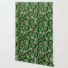 Curl lines art- Christmas colors Wallpaper