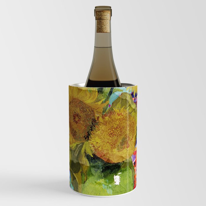 Van Gogh Sunflowers Remixed with My Graffiti Abstract Art  Wine Chiller