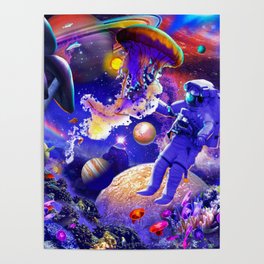 Trippy Ocean Astronaut Poster