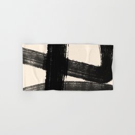 Abstract Minimalist Painted Brushstrokes in Black and Almond Cream 1 Hand & Bath Towel