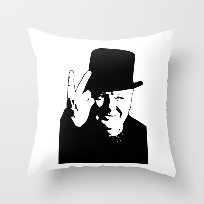 SIR WINSTON CHURCHILL, V for VICTORY, SIGN. Throw Pillow