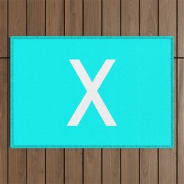LETTER X (WHITE-CYAN) Outdoor Rug