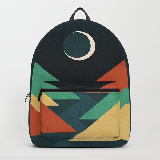 Quiet stream under crescent moon Backpack