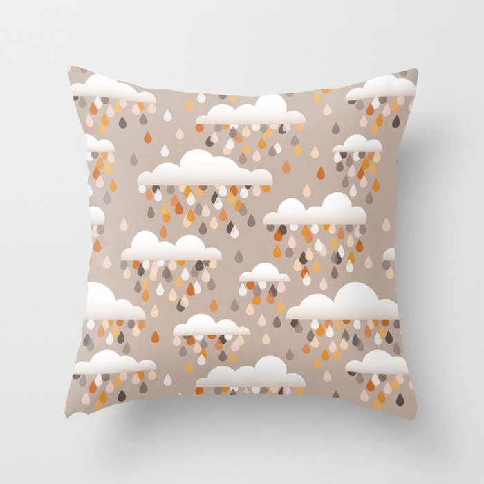 geometric clouds and drops on sand Throw Pillow
