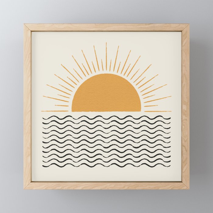 Sunrise Ocean -  Mid Century Modern Style Framed Mini Art Print