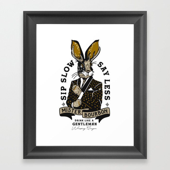 Mister Bourbon: Drink Like A Gentleman Jackalope Design Framed Art Print