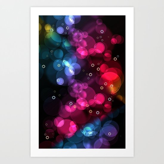 Happy Rainbow Bubbles and Sparkles Art Print