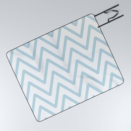 Modern geometrical baby blue white chevron Picnic Blanket