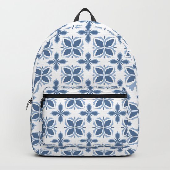 Damask pattern design in blue Backpack