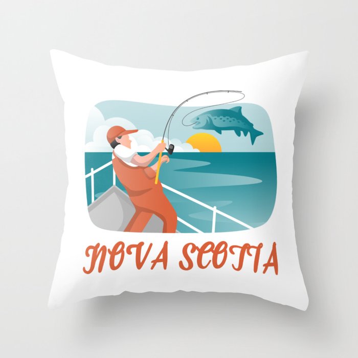 Nova Scotia Fishing Throw Pillow