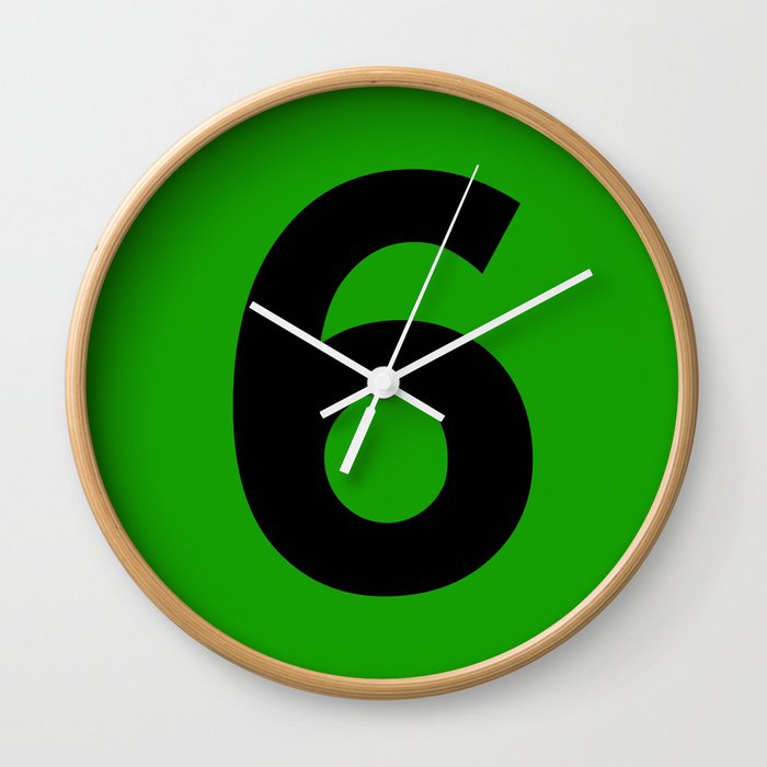 Number 6 (Black & Green) Wall Clock