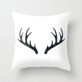 Antlers Black and White Throw Pillow