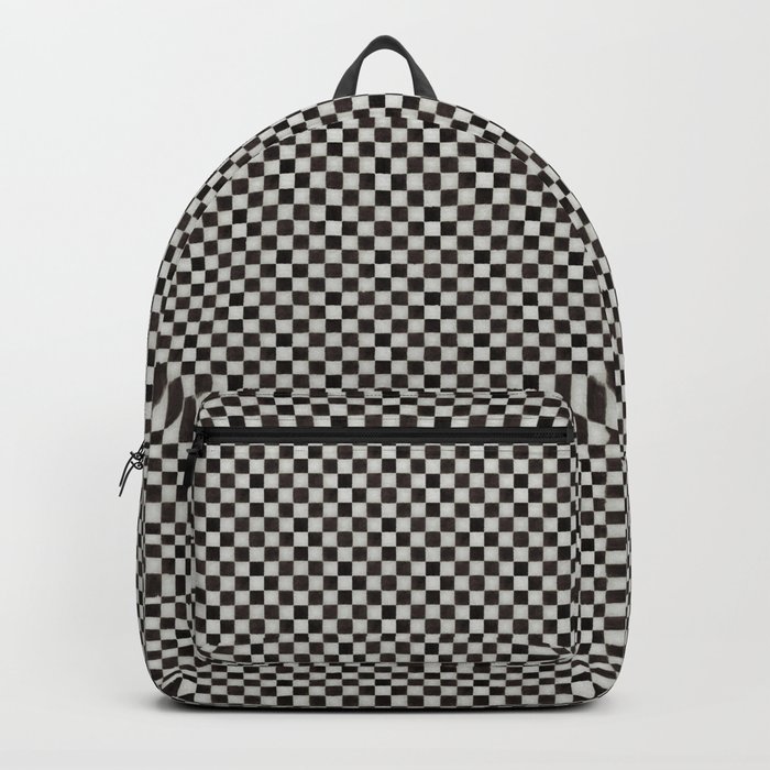 Small Black and White Watercolor Checkerboard Chess Backpack