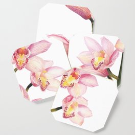 The Orchid, A Realistic Botanical Watercolor Painting Coaster