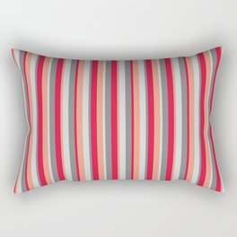 [ Thumbnail: Crimson, Gray, Light Grey, and Dark Salmon Colored Lines/Stripes Pattern Rectangular Pillow ]