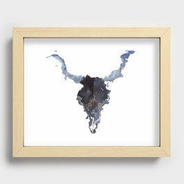 Watercolor Animal Skull Brown and Gray Recessed Framed Print