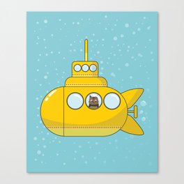 Yellow submarine with a cat and bubbles Canvas Print
