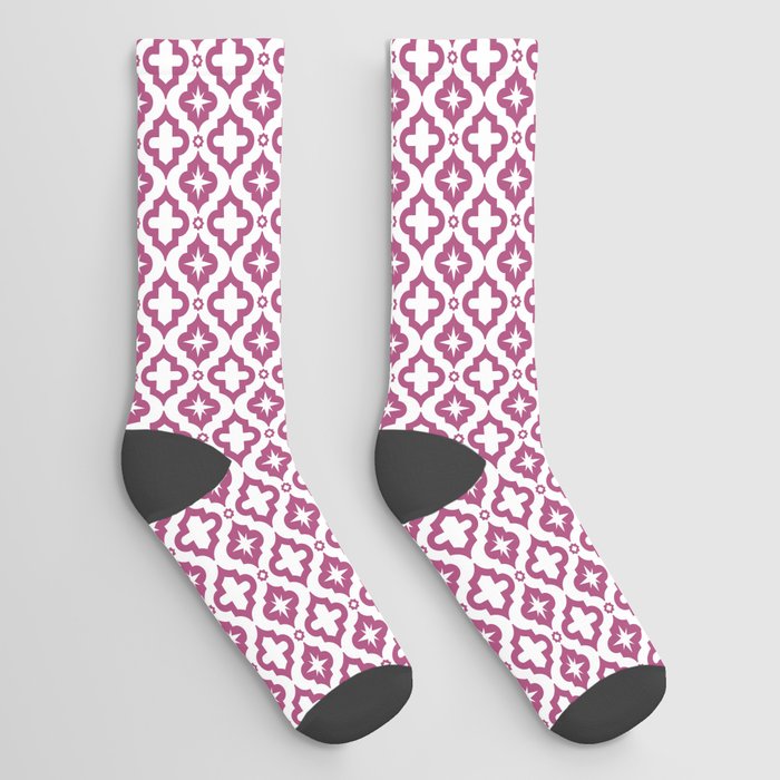 Magenta Ornamental Arabic Pattern Socks