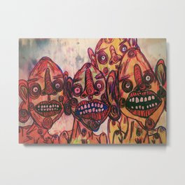 faces in the crowd Metal Print | Figurative, Concept, Demon, Smile, Realism, Evil, Cartoon, Ink Pen, Pop Art, Drawing 
