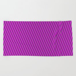 [ Thumbnail: Fuchsia, Purple & Grey Colored Lines Pattern Beach Towel ]
