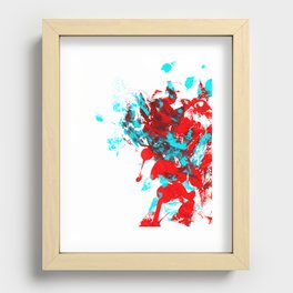 Teal and Red Abstract Recessed Framed Print