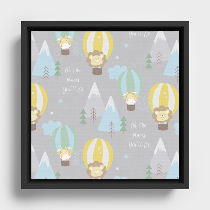 Amazing Air Balloon Design Framed Canvas