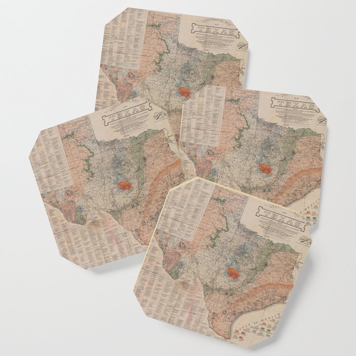 Vintage Geological Map of Texas (1920) Coaster
