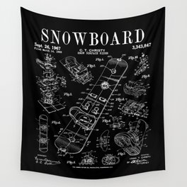 Snowboard Winter Snowboarding Vintage Patent Drawing Print Wall Tapestry