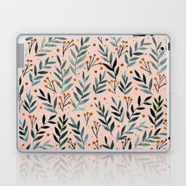 Festive watercolor branches - beige, teal and orange  Laptop Skin