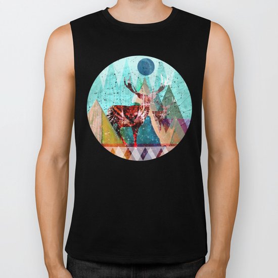 Wonder Wood Dream Mountains - Red Deer Dream Illusion 3 Biker Tank