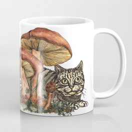 Mushroom and Cat Coffee Mug