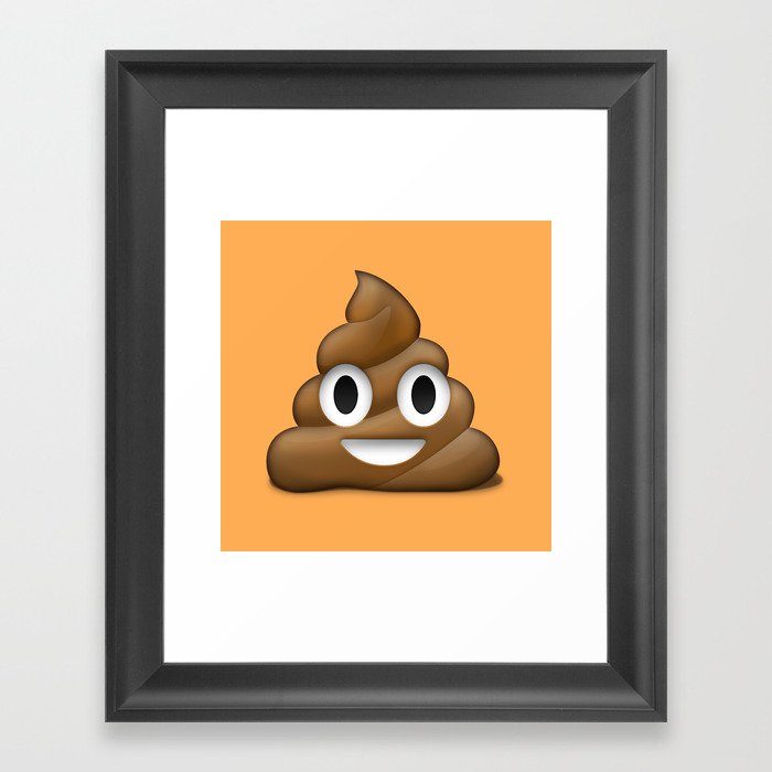 Smiling Poo Emoji (Colored Background) Framed Art Print