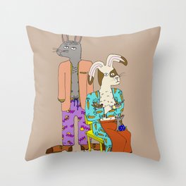 Tired Rabbit Parent Duo  Throw Pillow