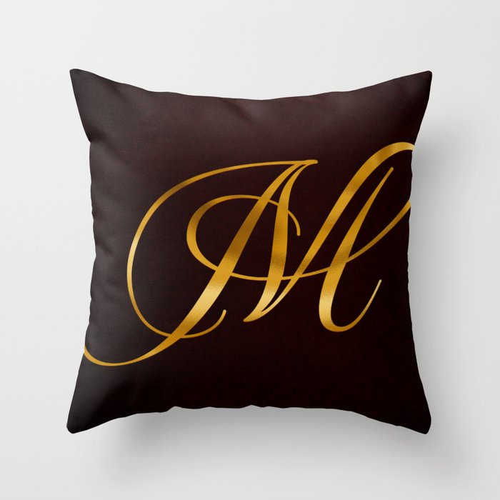 Golden letter M in vintage design Throw Pillow