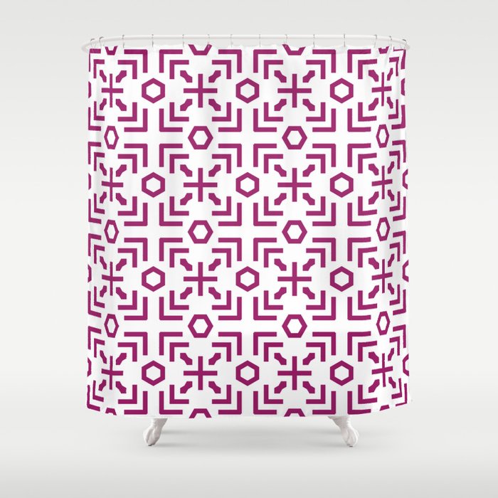 Magenta and White Art Deco Abstract Pattern - Colour of the Year 2022 Orchid Flower 150-38-31 Shower Curtain