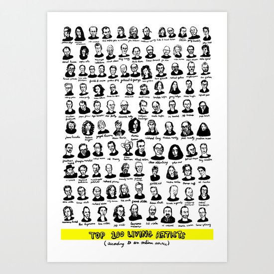 Top 100 Living Artists Art Print