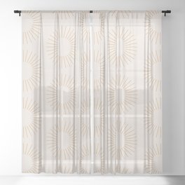 Minimalist Sunray Pattern XIV Sheer Curtain | Minimalism, Vintage, Tan, Cute, Nature, Indie, Pattern, Line, Abstract, Sun 