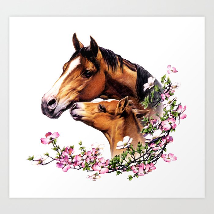 Mare and Foal Art Print